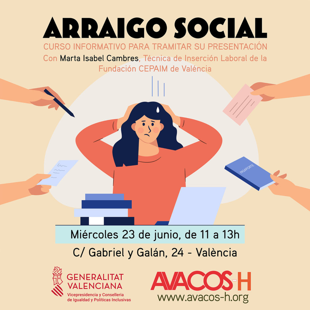 Imagen Curso Arraigo Social. 23 de junio, de 11 a 13h. Avacos-H. Calle Gabriel y Galán, 24.